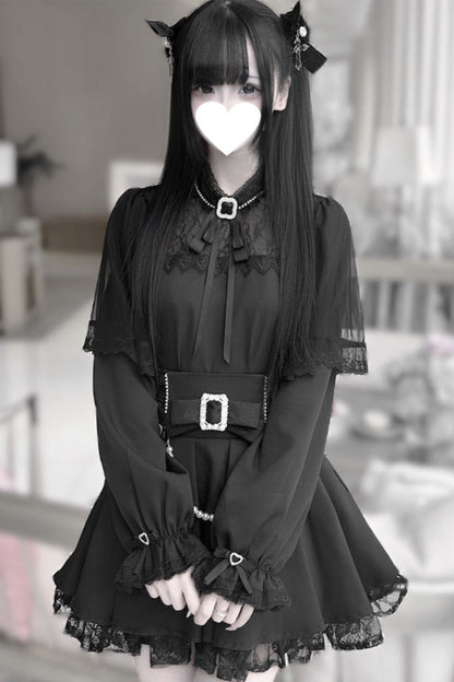 [pre-order] Mine Series Clear Lace Ribbon Top + Pearl Skirt Set