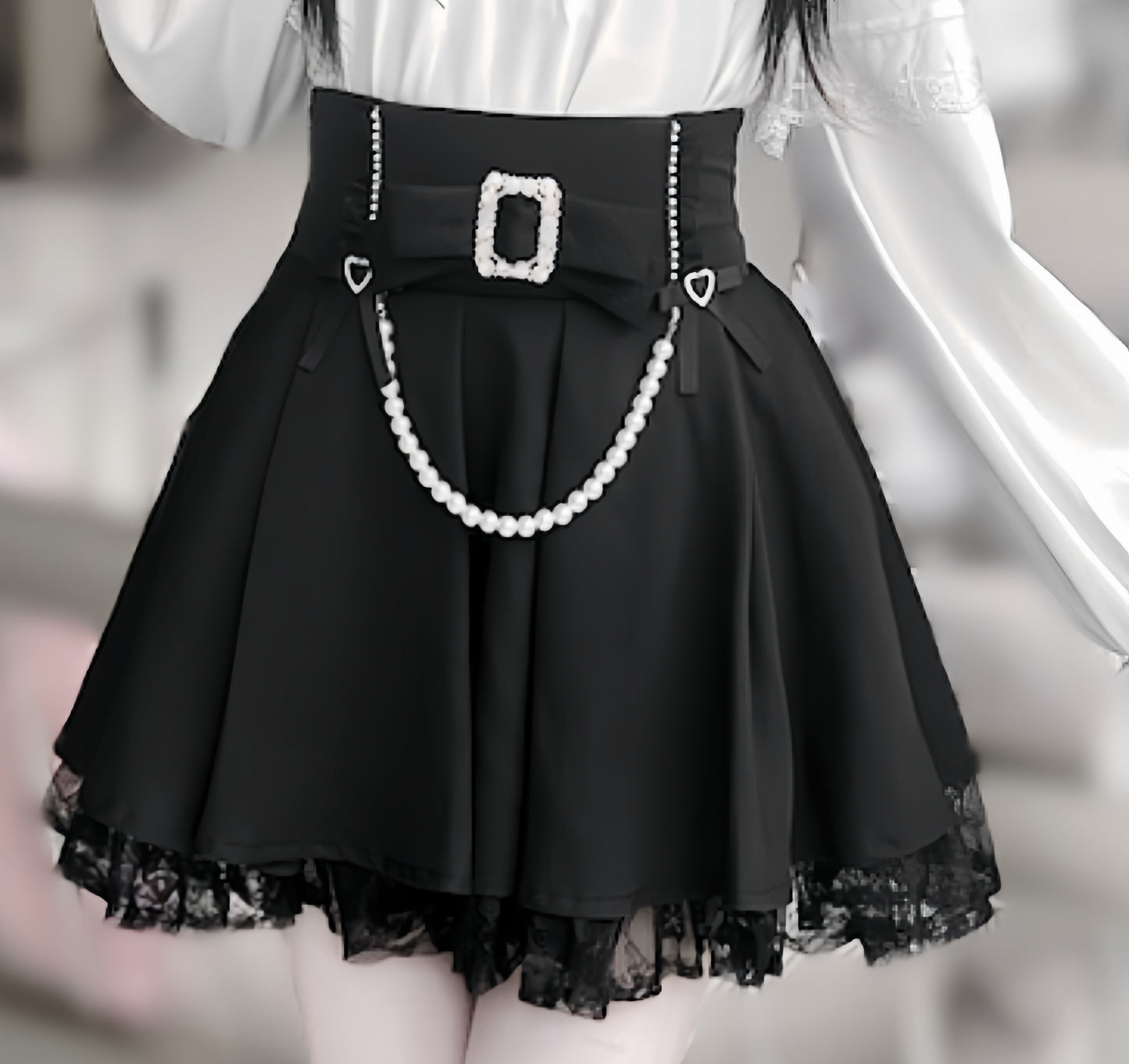 [pre-order] Mine Series Clear Lace Ribbon Top + Pearl Skirt Set