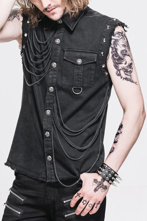 Black Rock Unedged Sleeveless Faded Punk Blouse