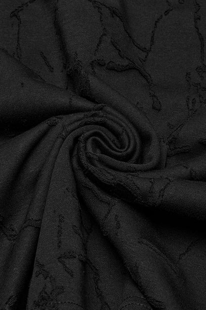 Black Short Sleeves Big-pocket Tie-dyed Hooded Punk T-shirt