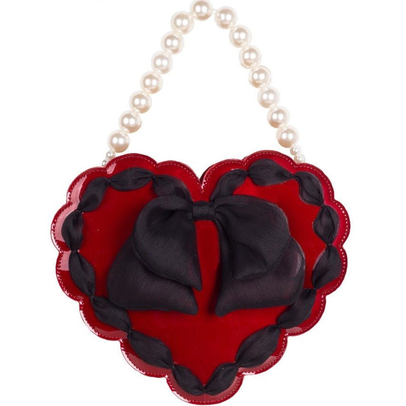Pearl Strap Heart Bow 2-way Bag