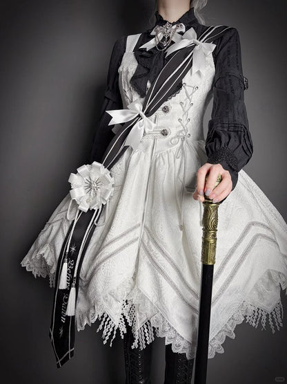 [pre-order Deadline: April 23] Dawnbreaker Gothic Jacquard Military Bustier Suspender Dress