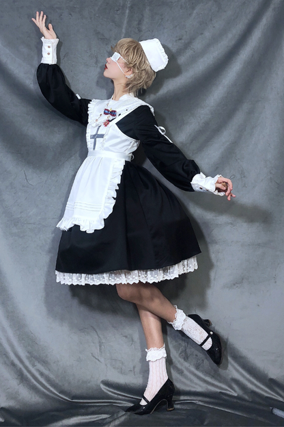 Lantern Angel Maid Lolita Dress + Apron + Detachable Collar