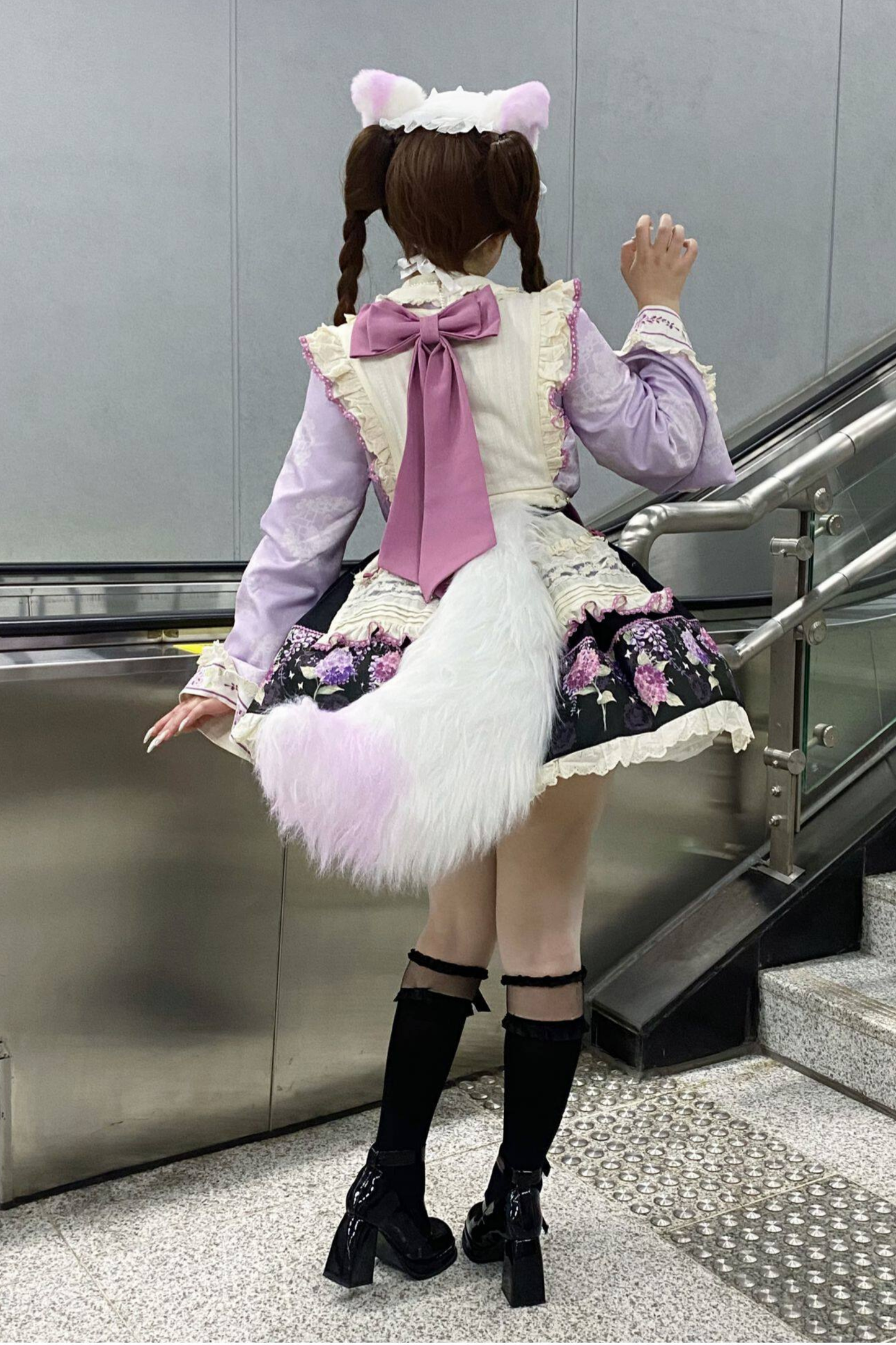 Chinese-style Lolita Top + Skirt + Apron + Headband + Bonnet