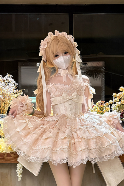 [pre-order] Princess Ballet Tiered Lolita Dress + Headband + Necklace + Sleeves + Tail