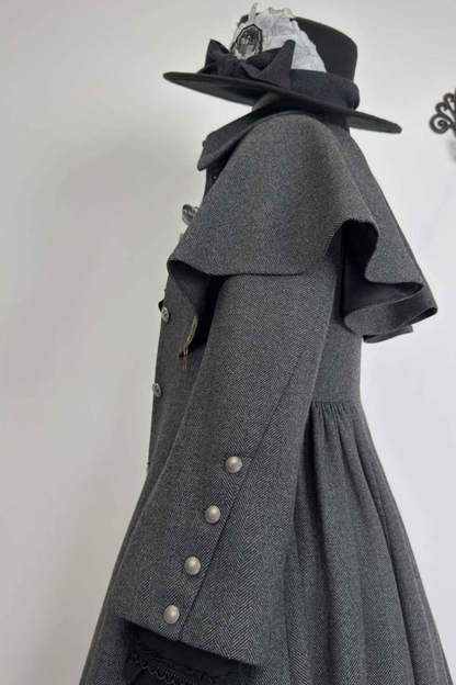 British Detective Lolita Coat + Cape + Skirt + Shirt + Bag + Brooch + Hat + Beret + Necklace