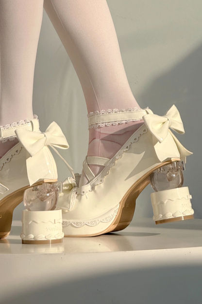 Ribbon Lace Lolita Crystal Heels
