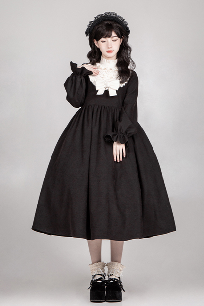 [pre-order] Dark Doll Lolita Dress + Apron + Ribbon + Headband