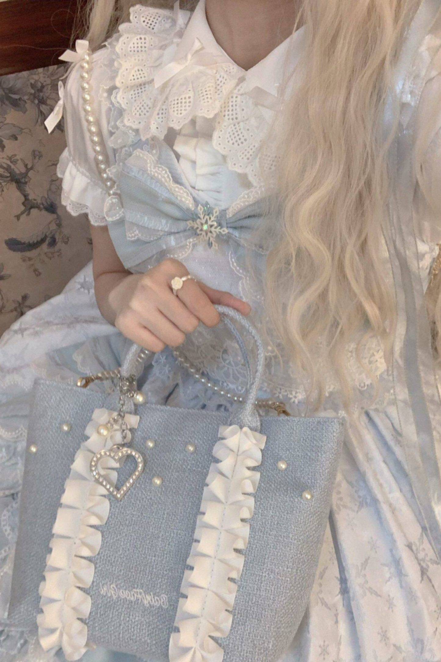 Sweetheart Pearl Ruffle Bag