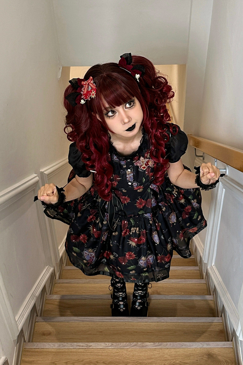 Retro Antique Cherry Sweet Lolita Dress + Jumper Skirt