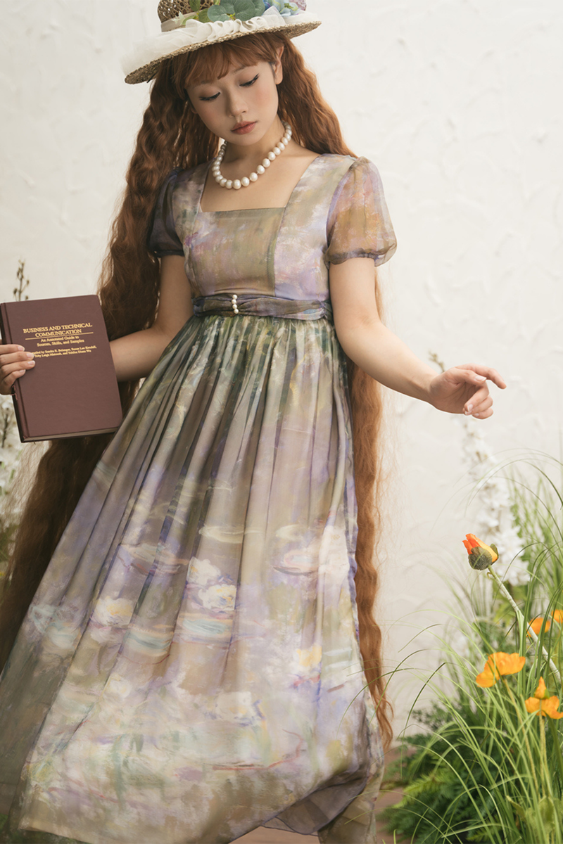 Marble Art High Waist Mark Lolita Dress