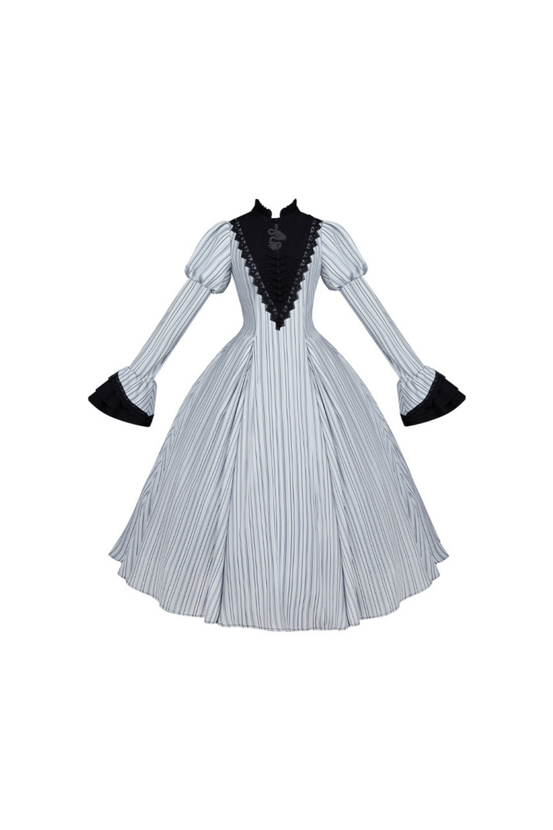 [pre-order] Stripe Lolita Dress + Apron + Necklace + Ribbon