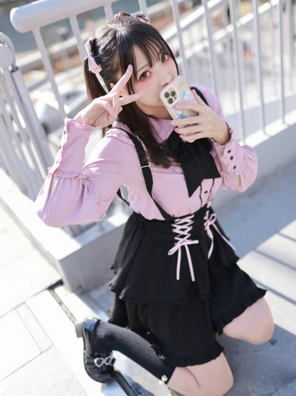 Jirai Blouse + Suspender Skirt Set