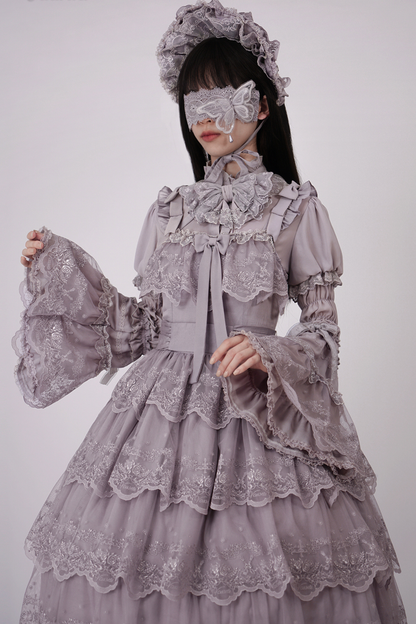 Flower Banquet Princess Sleeve Shirt + Ruffle Lolita Dress