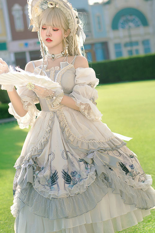White Rose Maiden Hanayome Multi-layer Ruffled Classic Lolita Op Dress