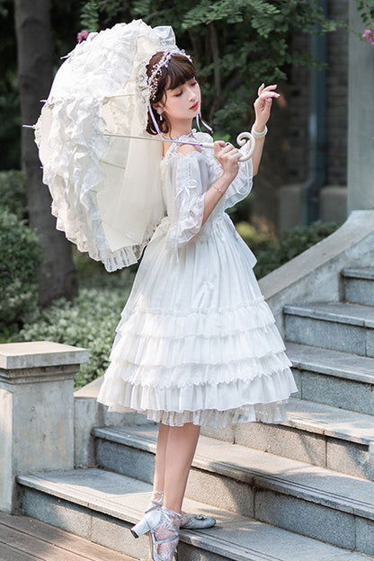 White Venus's Kiss Ruffled Multi-layer Hanayome Classic Lolita Dress