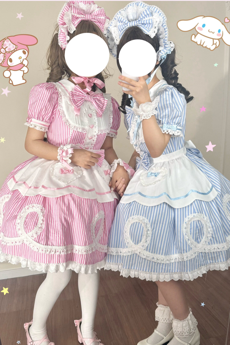 [pre-order] Retro Doll-like Lolita Dress + Hair Band + Clip + Bonnet + Hat