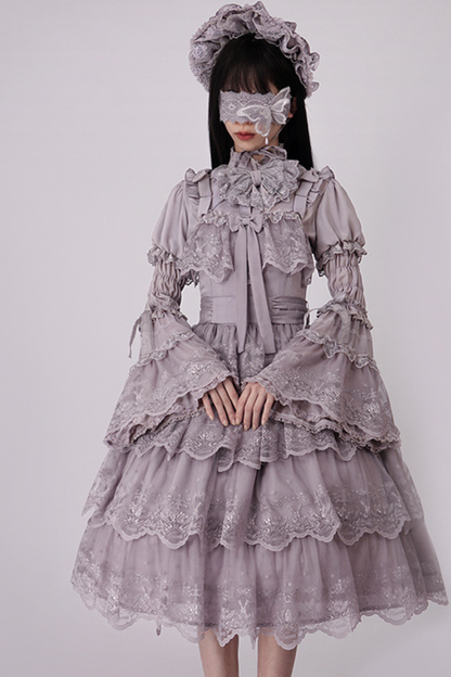 Flower Banquet Princess Sleeve Shirt + Ruffle Lolita Dress