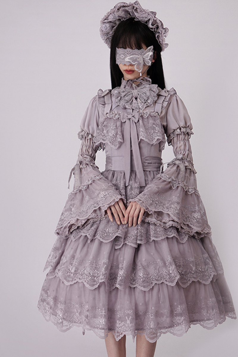 Flower Banquet Princess Sleeve Shirt + Ruffle Lolita Dress