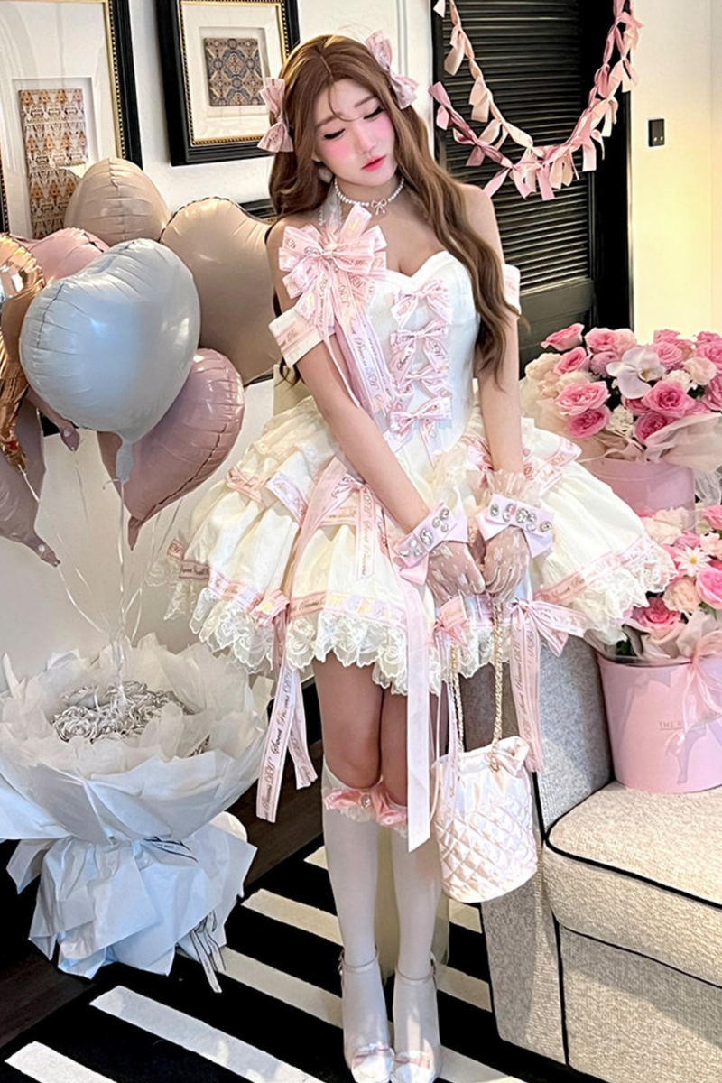 Many Logo Ribbon Princess Dress + Badge + Head Accessory + Tail