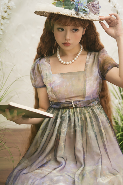 Marble Art High Waist Mark Lolita Dress
