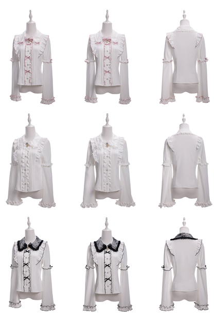 Sweet Ruffled Puff Long Sleeve Blouse