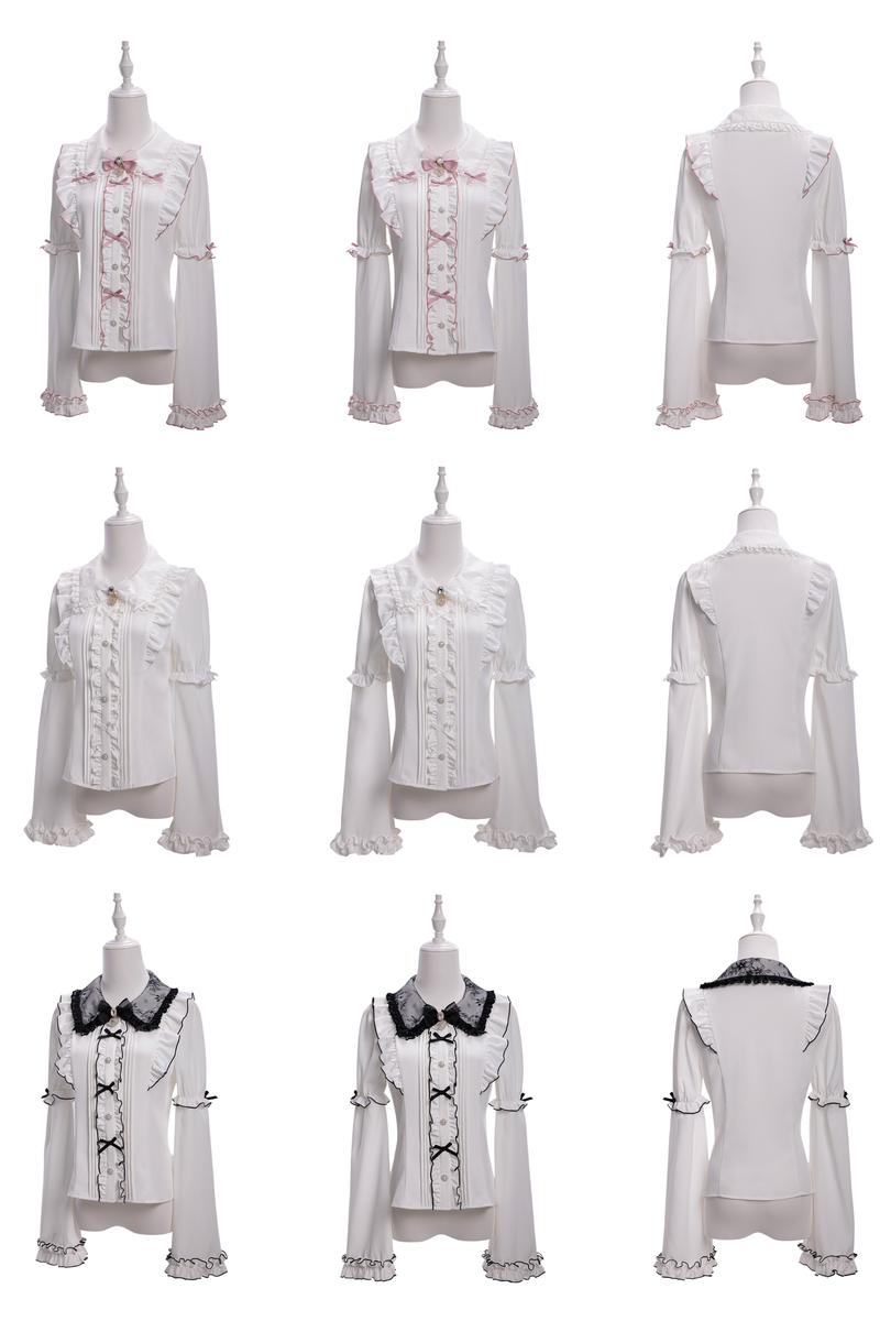 Sweet Ruffled Puff Long Sleeve Blouse