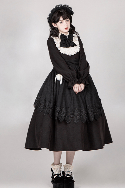 [pre-order] Dark Doll Lolita Dress + Apron + Ribbon + Headband