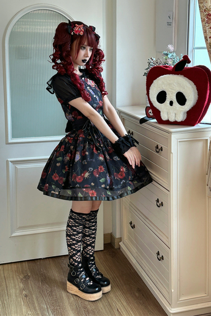 Retro Antique Cherry Sweet Lolita Dress + Jumper Skirt