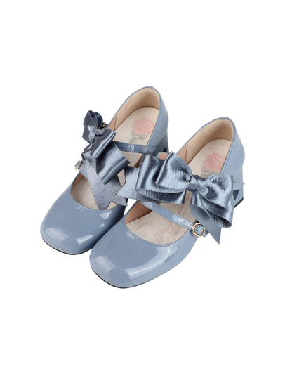 Ribbon Open Heart High Heel Lolita Shoes [jewel Ribbon/normal Ribbon]