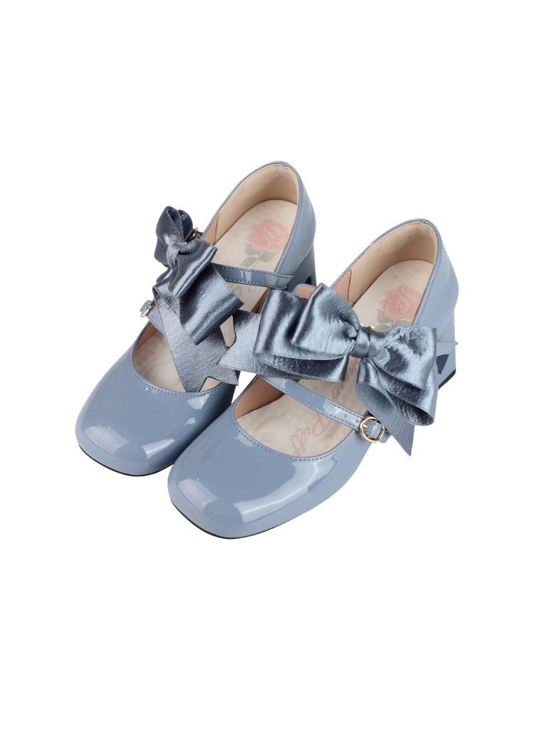 Ribbon Open Heart High Heel Lolita Shoes [jewel Ribbon/normal Ribbon]