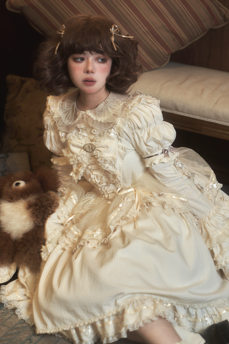 Briana Bear Print Dream Doll Lolita Dress + Jsk + Skirt + Shirt + Petticoat