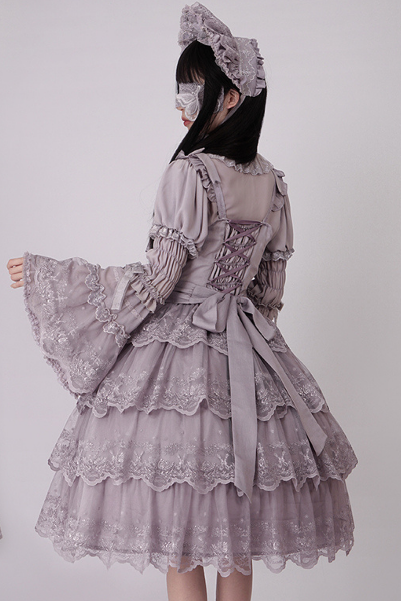 Flower Banquet Princess Sleeve Shirt + Ruffle Lolita Dress