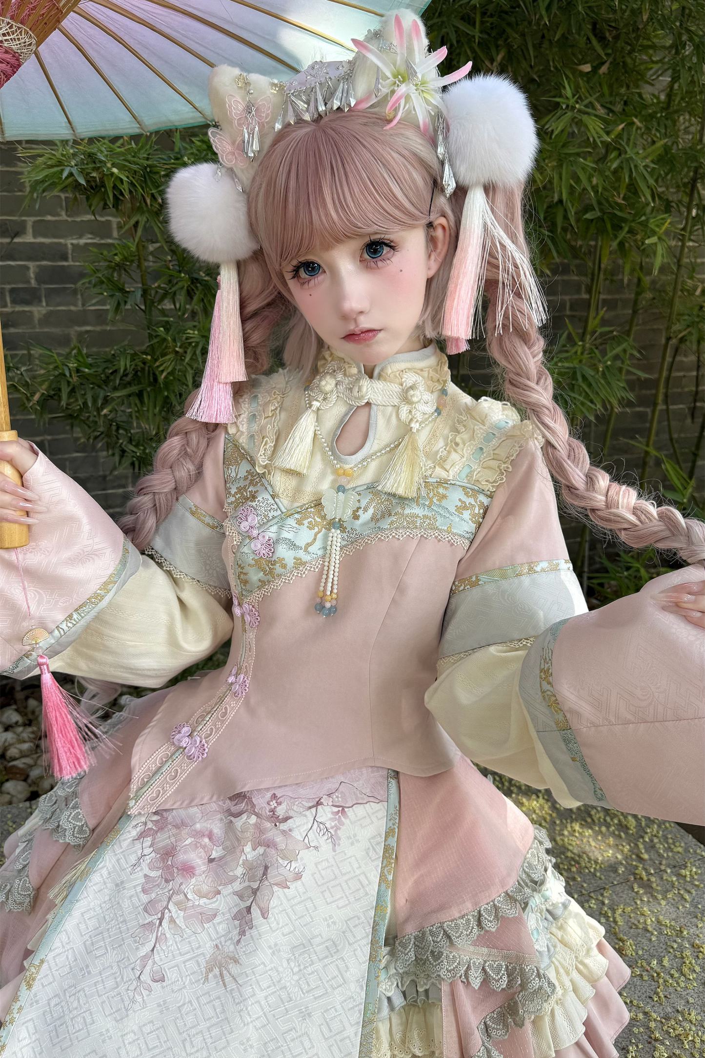 Chinese-style Girl Lolita Tops+skirt+headband+clip