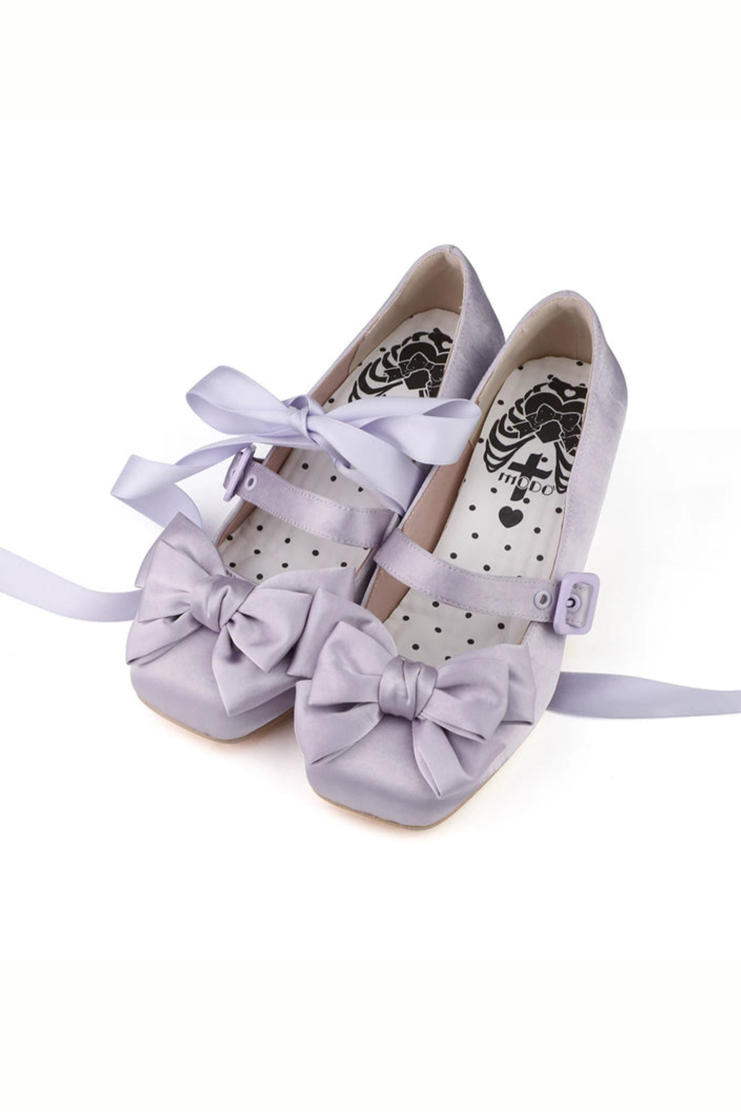 Lace-up Ribbon Satin Square Toe Shoes