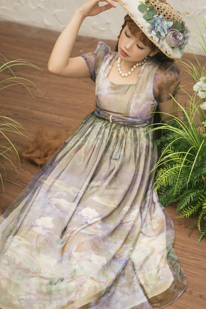 Marble Art High Waist Mark Lolita Dress