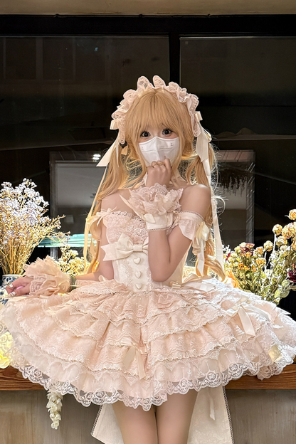 [pre-order] Princess Ballet Tiered Lolita Dress + Headband + Necklace + Sleeves + Tail