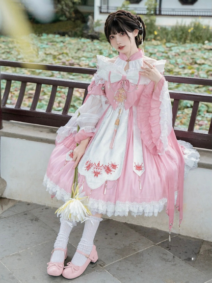 Ribbon Chinese-style Sweet Antique Lolita Suspender Dress