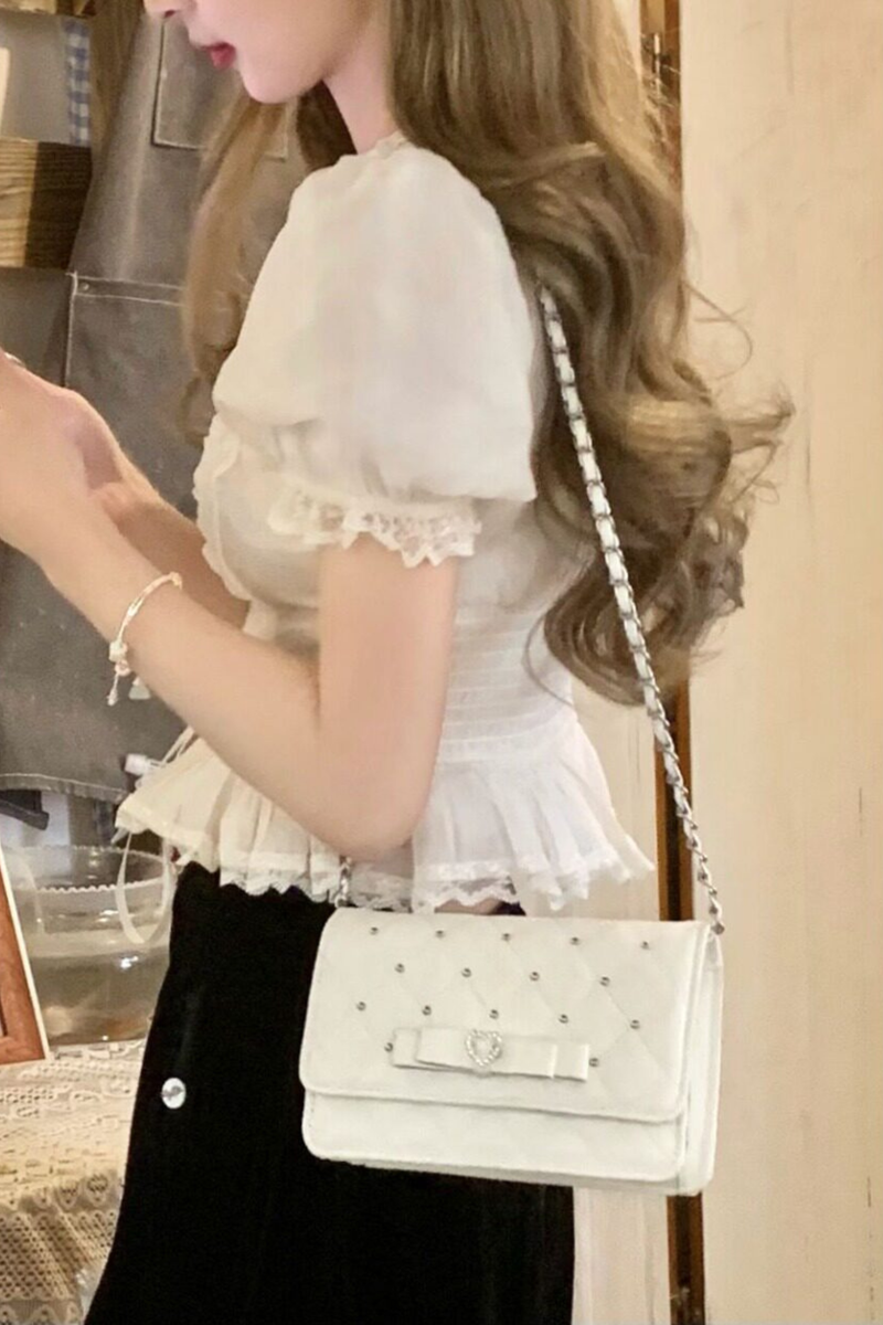 Rhinestone Bow Chain Bag