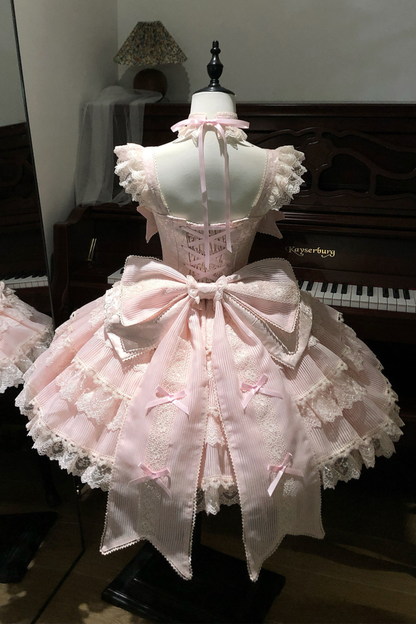 [pre-order] Princess Ballet Tiered Lolita Dress + Headband + Necklace + Sleeves + Tail