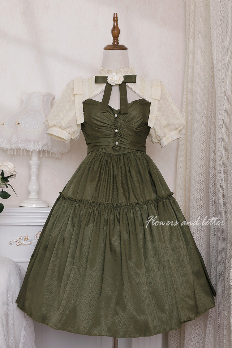 Dark Green Noble Retro Country Poetry Classic Lolita Dress