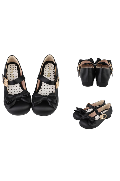 Satin Sheep Puff Ribbon Shoes