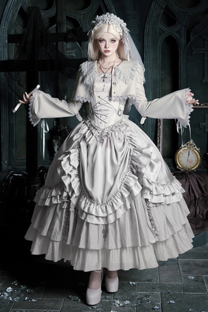 Gothic Lolita Skirt + Corset + Veil + Necklace + Waist Chain
