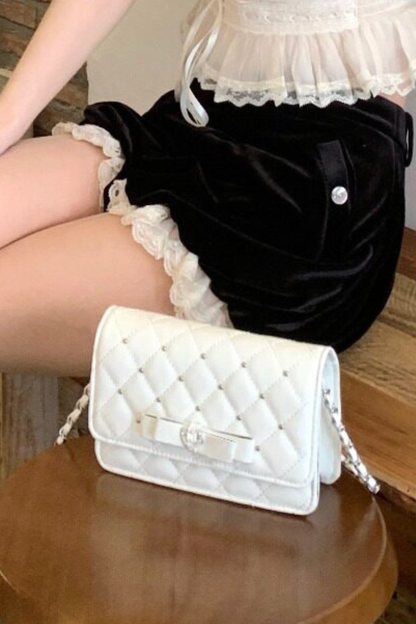 Rhinestone Bow Chain Bag