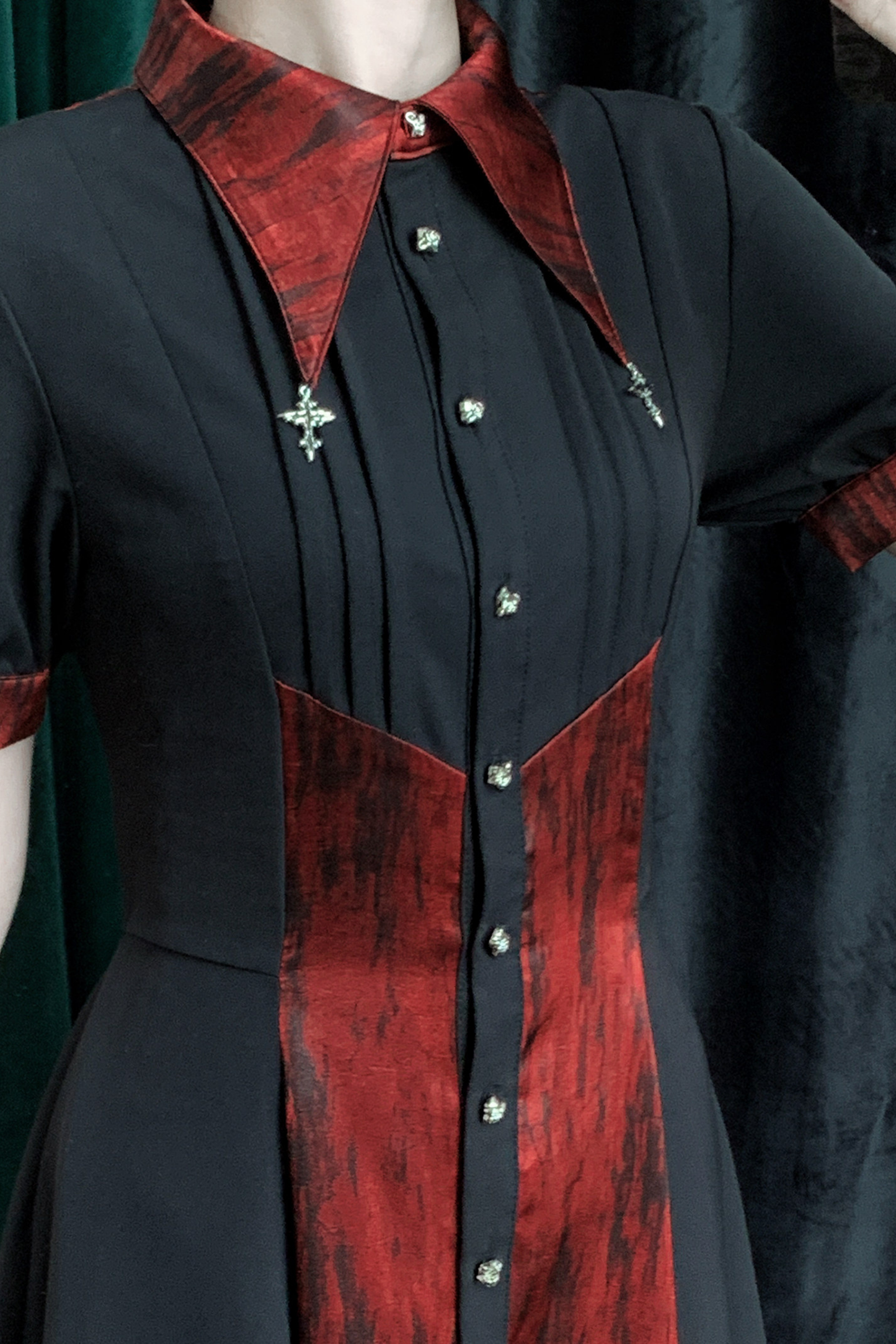 High Collar Blocking Asymmetrical Dress