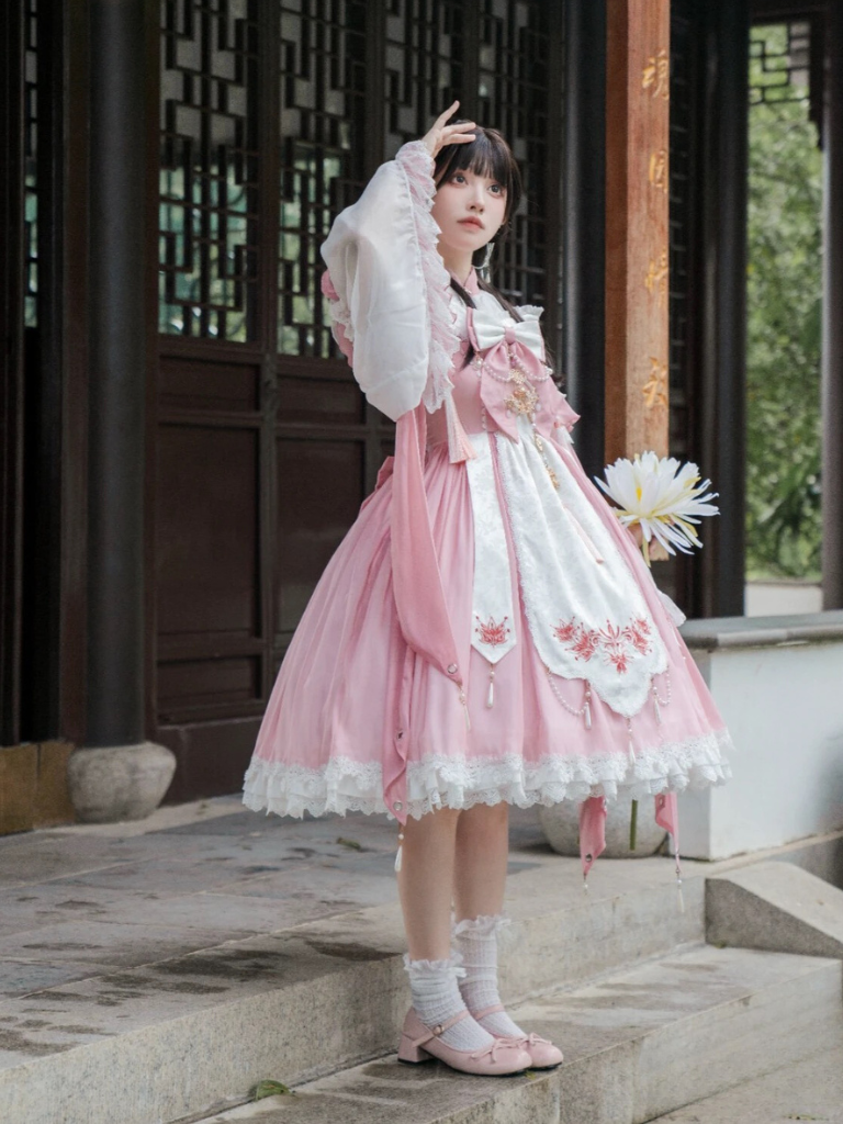 Ribbon Chinese-style Sweet Antique Lolita Suspender Dress