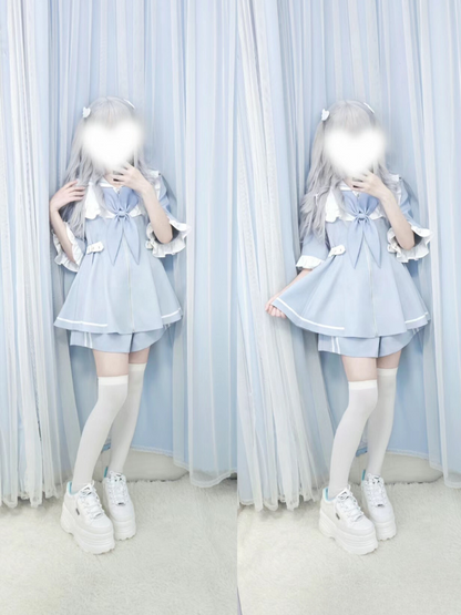 [angel Style] Aqua Medical Dress + Shorts Set