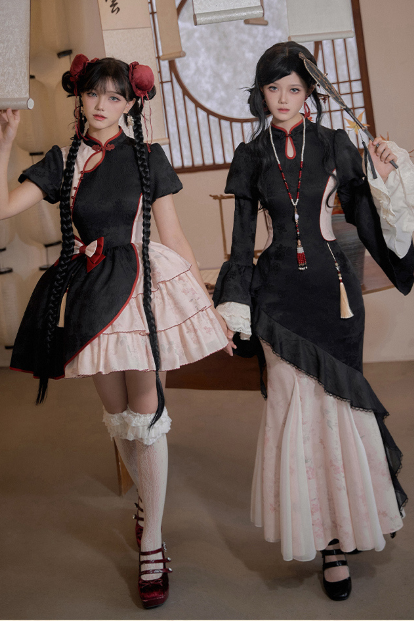 Retro Chinese-style Dress + Sleeves + Shawl + Accessories + Hairpin