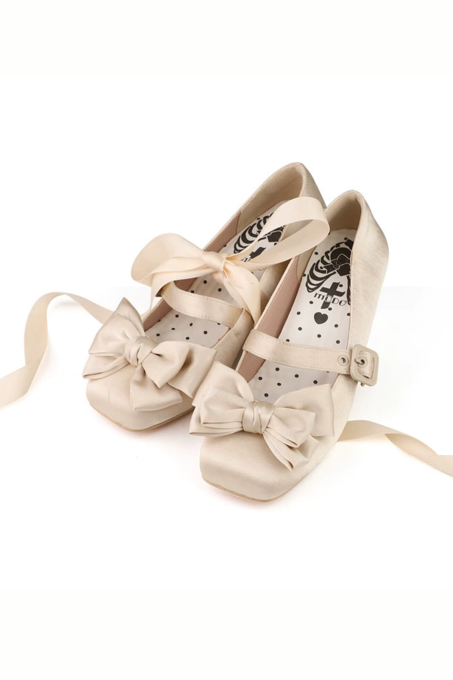 Lace-up Ribbon Satin Square Toe Shoes