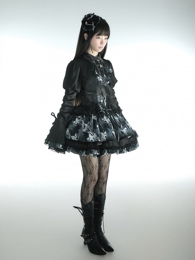 [pre-order Deadline: May 13] Bone Iris Gothic Black Ruffle Shirt + Corset Skirt + Accessories